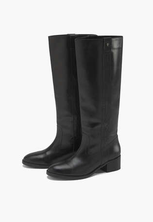 Kniehohe Stiefel, Schwarz, webstill
