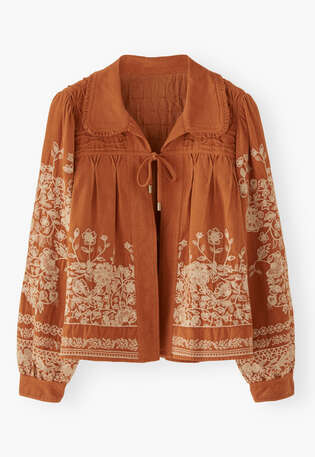 Bestickte Cordjacke, Rost, webstill