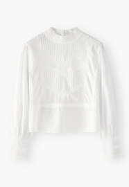 Bluse mit Biesen, Wei&szlig;, webstill