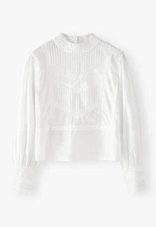 Bluse mit Biesen, Wei&szlig;, webstill