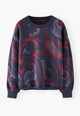 Jacquardpullover, Tinte/Himbeere, webstill