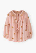 Bluse aus geklipptem Jacquard, Rouge, webstill