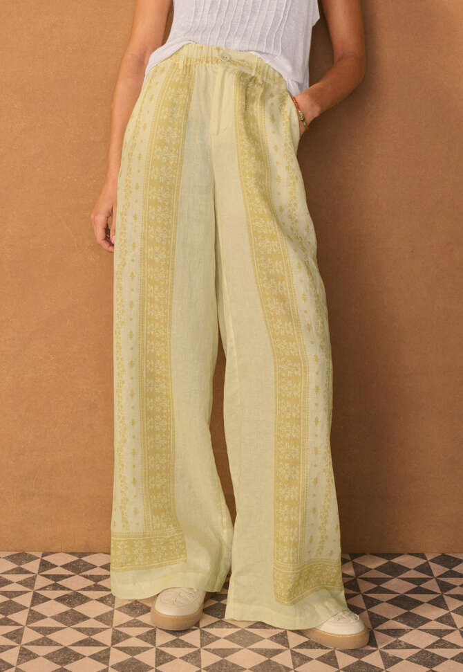 Bedruckte Hose, Blasses Zitronengelb, completeTheLook