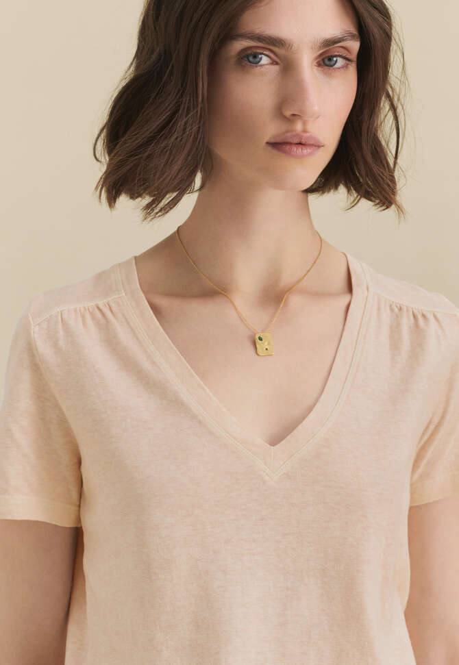 Oberteil mit V-Ausschnitt, Blasse Bl&uuml;te, completeTheLook