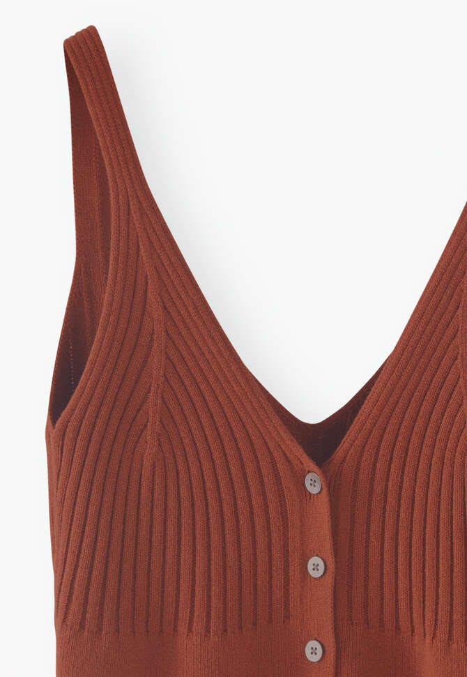 Geripptes Strick-Tr&auml;ger-Top, Gew&uuml;rzrot, completeTheLook