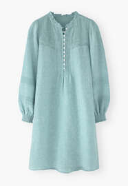 Kleid mit Biesen, Blasses Ozeanblau, webstill