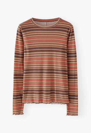 Gestreiftes Jerseyshirt, Zimt/Spice, webstill