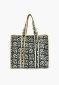 Bedruckte Stepptasche, Denim/Blau, webstill