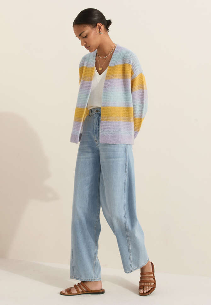 Streifen-Cardigan, Gold/Himmelblau, completeTheLook