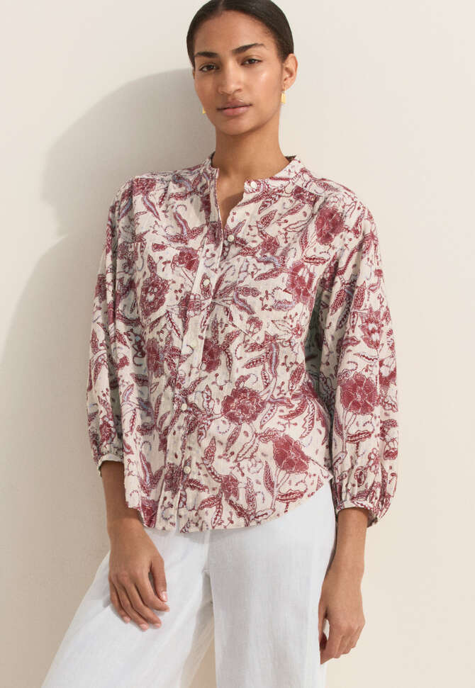 Bedruckte Bluse, Ecru/Marone, completeTheLook
