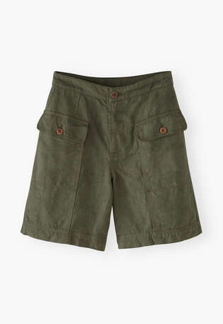 Safari-Shorts, Dunkles Moos, webstill