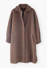 Karierte Jacke, Taupe/Burgunder, webstill