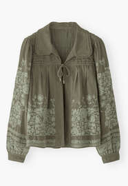 Bestickte Cordjacke, Graues Moos, webstill