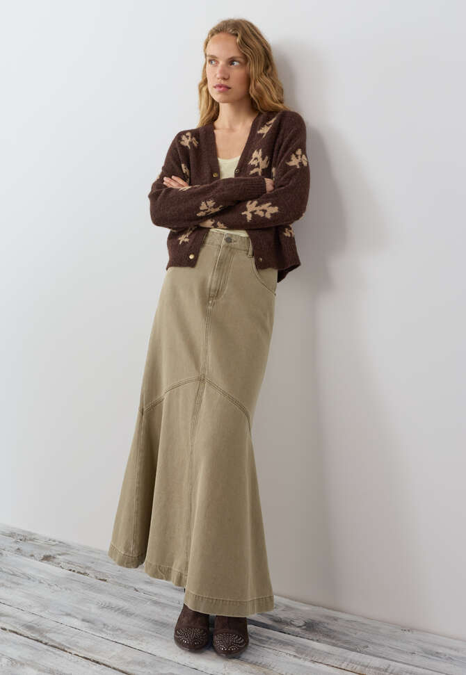 Denim-Rock in A-Linie, Dunkles Oliv, completeTheLook