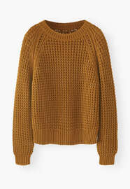 Raglanpullover, Goldbraun, webstill