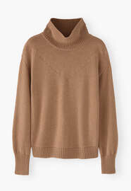 Pullover mit hohem Kragen, Warmes Lohbraun, webstill