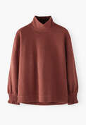 Sweatshirt mit hohem Kragen, Dunkle Beere, webstill