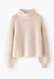 Pullover mit Zopfmuster, Elfenbein, webstill