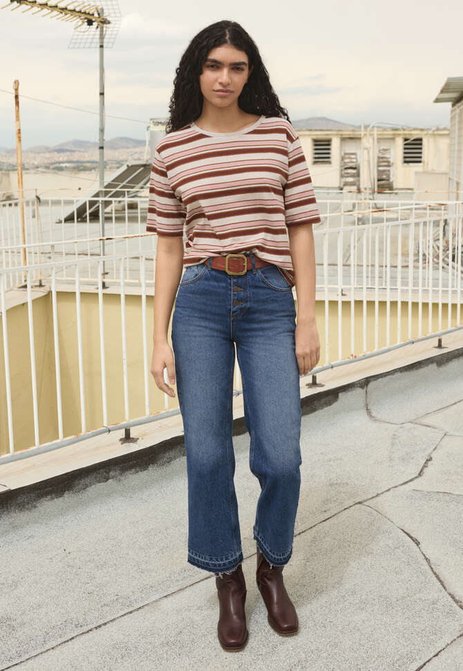 Gestreiftes T-Shirt, Perle/Ros&eacute;, completeTheLook