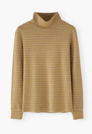 Gestreifter Rollkragenpullover, Sand/Ros&eacute;, webstill