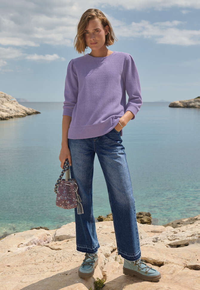 Sweatshirt mit Falten&auml;rmeln, Lavendelblau, completeTheLook