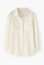 Entspannte Bluse, Ecru, webstill