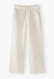 Hose mit Profiltaschen, Elfenbein, webstill