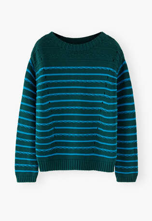 Streifenpullover, Petrol/Blau, webstill