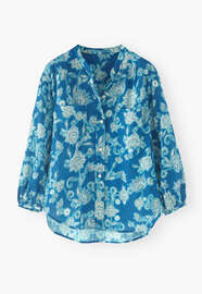 Bedruckte Bluse, Leuchtendes Blau, webstill