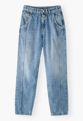 Schmal zulaufende Jeans, Helle Waschung, webstill