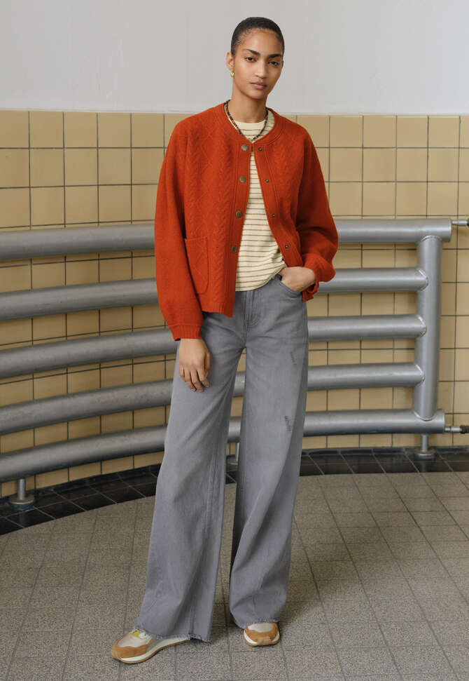 Zopfmuster-Bomberjacke, Kupferrot, completeTheLook