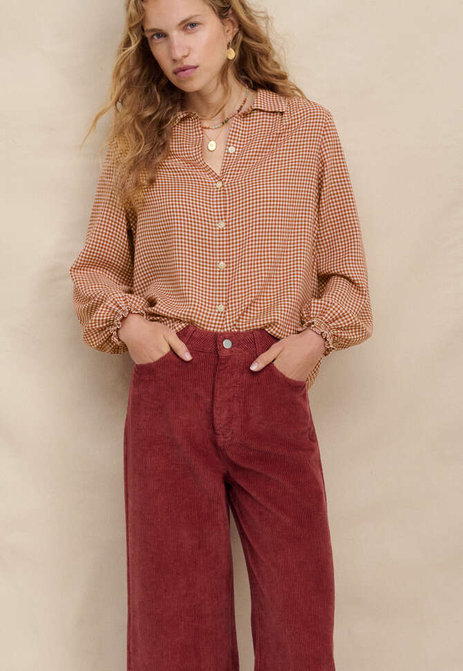 K&uuml;rzer geschnittene Hose mit weitem Bein, Rauchiges Rot, completeTheLook