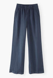 Hose mit weitem Bein, Indigoblau, webstill