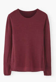 Gesprenkelter Pullover, Rubinrot meliert, webstill