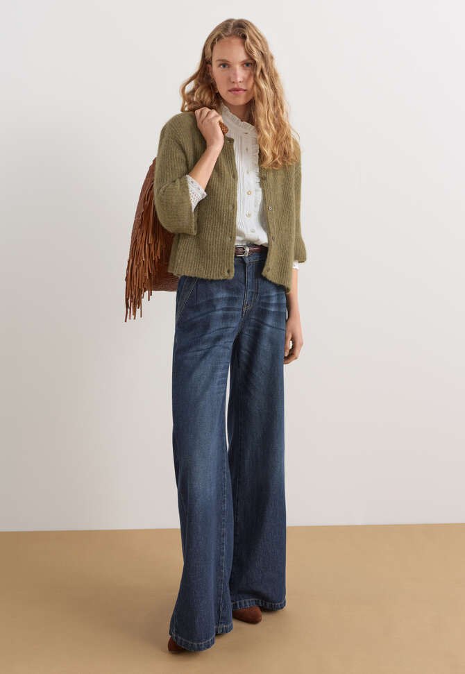 Kurz&auml;rmeliger Cardigan, Rauchiges Oliv, completeTheLook