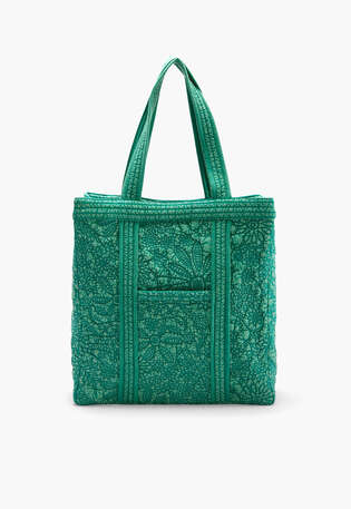 Stepptasche mit Stickerei, Jade, webstill