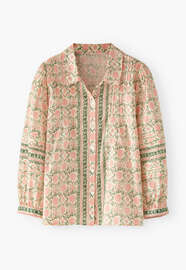 Bluse mit Print, Elfenbein/Rosa, webstill