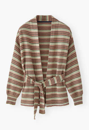 Gestreifter Cardigan, Oliv/Ros&eacute;, webstill