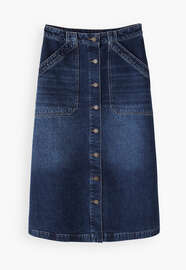 Durchgekn&ouml;pfter Rock aus Denim, Dunkles Mid-Vintage, webstill