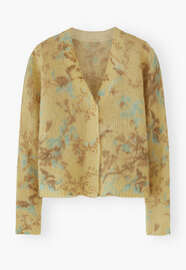 Bedruckter Cardigan, Zitrone/Himmelblau, webstill