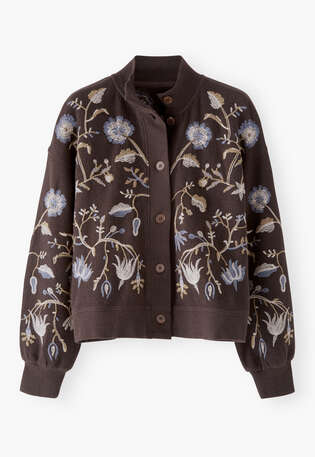 Bestickte Jacke, Kaffee, webstill