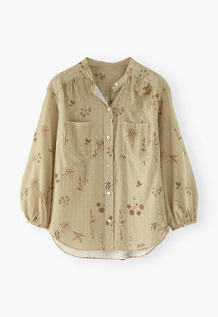 Bedrucktes Boyfriend-Hemd, Pekan/Sandbeige, webstill