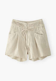 Hoch taillierte Shorts, Stein, webstill