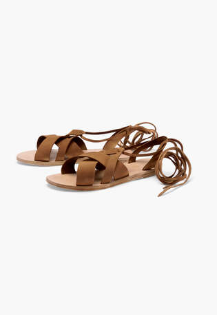 Wickelsandalen, Hellbraun, webstill