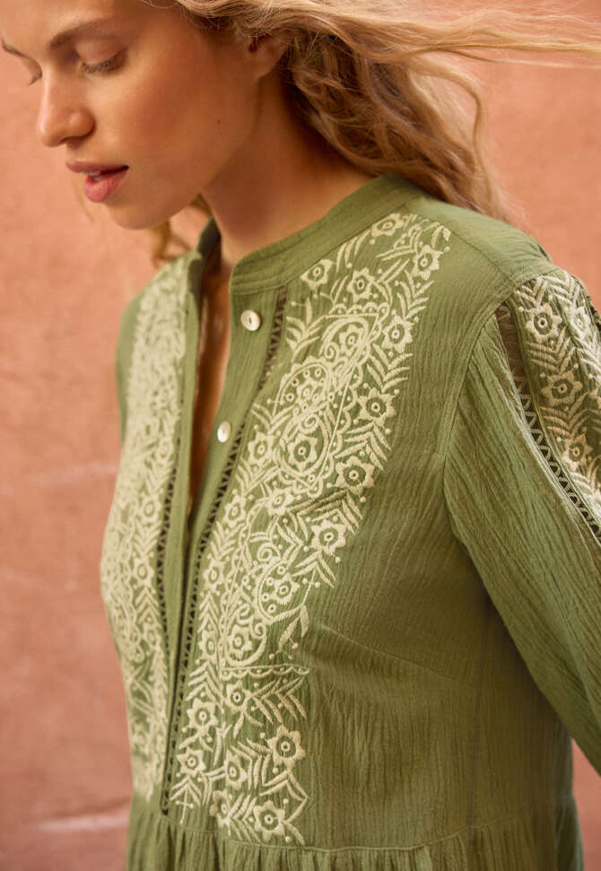 Besticktes Kleid, Blattgr&uuml;n, completeTheLook