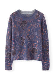 Bedruckter Pullover, Indigo/Rosa, webstill