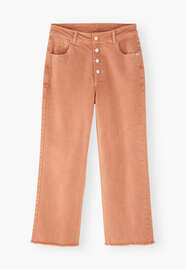 Jeans mit geradem Bein und ausgelassenem Saum, Orange, webstill