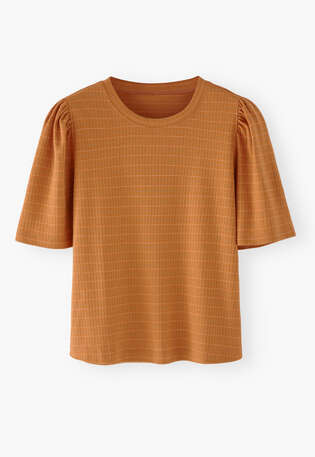 T-Shirt mit Puff&auml;rmeln, Ingwer, webstill