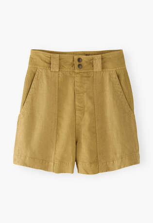 Kontraststoff-Shorts, Honigocker, webstill