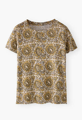 Bedrucktes T-Shirt, Ecru/Gold, webstill